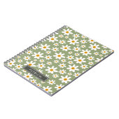 White Daisy Florals Muster Grün Personalisiert Notizblock (Linke Seite)
