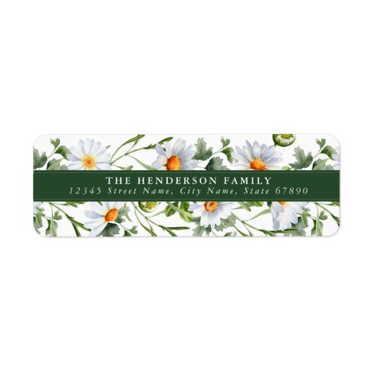 White Daisy Flowers Return Address Labels (Vorne)
