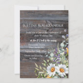 White Daisy Foto QR Code Hochzeit Einladung (Vorderseite)