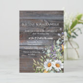 White Daisy Foto QR Code Hochzeit Einladung (Stehend Vorderseite)