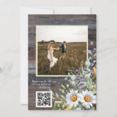 White Daisy Foto QR Code Hochzeit Einladung (Rückseite)