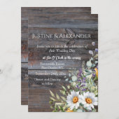 White Daisy Foto QR Code Hochzeit Einladung (Vorne/Hinten)