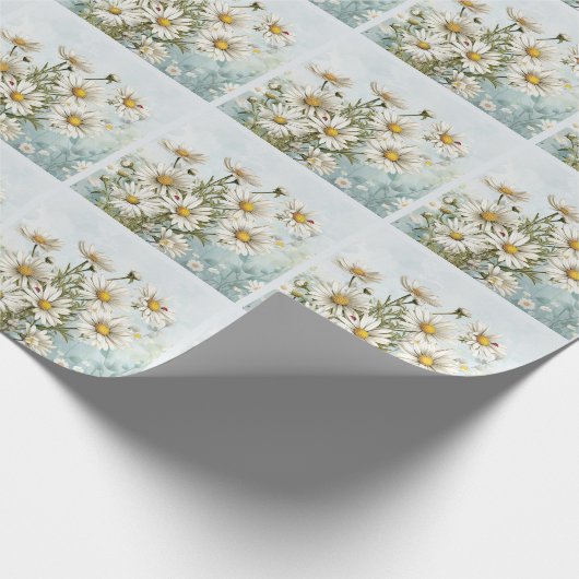 White Daisy Garden mit Ladybugs Botanischer Garten Geschenkpapier (Ecke)