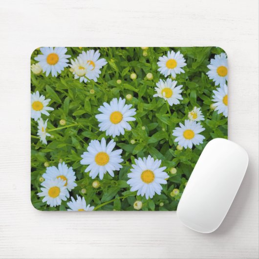 White Daisy Garden Mousepad (Mit Mouse)