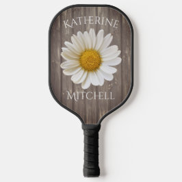 White Daisy getragen alter Holzname Pickleball Schläger