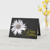 White Daisy Gray Hintergrund Geburtstag Karte (Gelbe Blume)