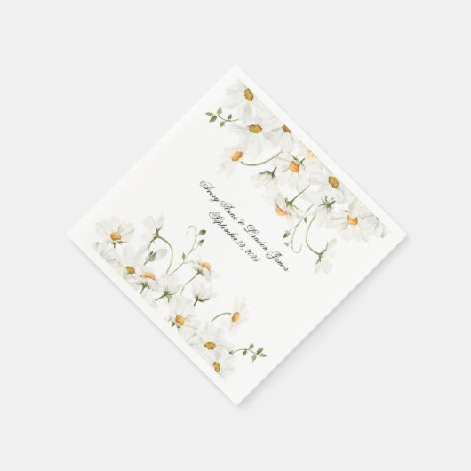 White Daisy Greenery Personalisiert Hübsch Serviette (Ecke)