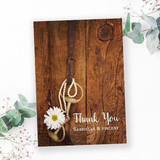 White Daisy Horse Bit Western Hochzeit Vielen Dank Dankeskarte