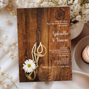 White Daisy Horse Bit Western Post Wedding Brunch Einladung