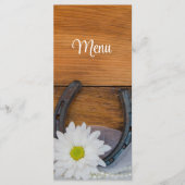 White Daisy Horseshoe Country Western Wedding Menu Menükarte (Vorderseite)