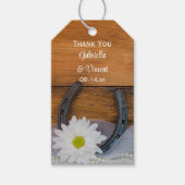 White Daisy Horseshoe Western Gastgeschenk Hochzei Geschenkanhänger (Vorderseite)