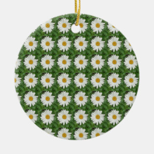 White Daisy Keramik Ornament
