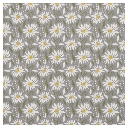 White Daisy Lavender Floral Pattern Stoff (Muster)