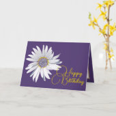White Daisy Lila Background Geburtstag Karte (Gelbe Blume)