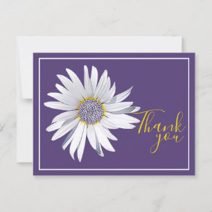White Daisy Lila Background Vielen Dank Postkarte