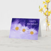 White Daisy Lila Happy Birthday Karte (Gelbe Blume)