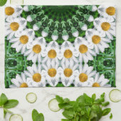White Daisy Mandala mit Fresh Green Symmetrie Geschirrtuch (Gefaltet)