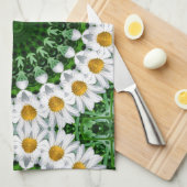 White Daisy Mandala mit Fresh Green Symmetrie Geschirrtuch (Viertel Falte)