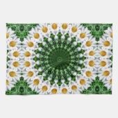 White Daisy Mandala mit Fresh Green Symmetrie Geschirrtuch (Horizontal)