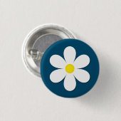 White Daisy Meadow Blume Freundschaft Niedlich Blu Button (Vorne & Hinten)