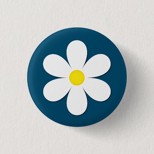 White Daisy Meadow Blume Freundschaft Niedlich Blu Button (Vorderseite)