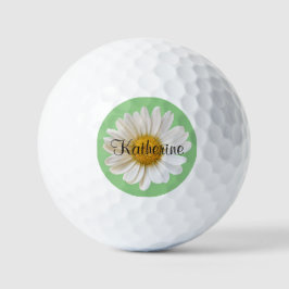 White Daisy mit Individuelle Name auf Sage Backgro Golfball