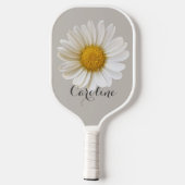 White Daisy mit Individuelle Name Gray Pickleball Schläger (Rückseite)