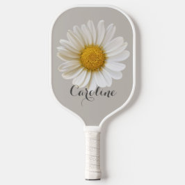 White Daisy mit Individuelle Name Gray Pickleball Schläger