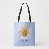White Daisy mit Individuelle Name Light Blue Tasche (Vorderseite)