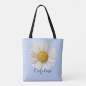 White Daisy mit Individuelle Name Light Blue Tasche (Rückseite)
