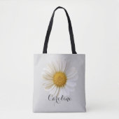 White Daisy mit Individuelle Name Light Gray Tasche (Vorderseite)