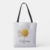 White Daisy mit Individuelle Name Light Gray Tasche (Rückseite)