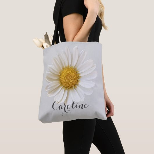 White Daisy mit Individuelle Name Light Gray Tasche (Von Nahem)