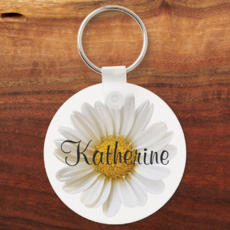 White Daisy mit Individuelle Name White Schlüsselanhänger