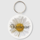 White Daisy mit Individuelle Name White Schlüsselanhänger (Rückseite)