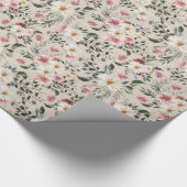 White Daisy mit Mauve Garden Print Wrapping Paper Geschenkpapier (Ecke)