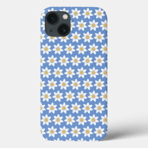 White Daisy Muster auf Blue Case-Mate iPhone Hülle