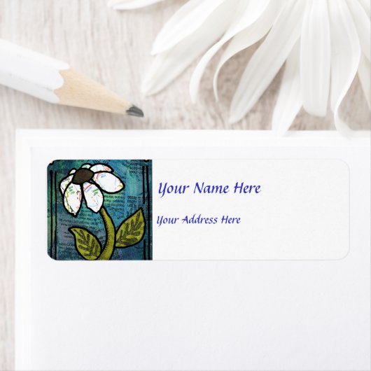 White Daisy on Blue Background - Collage (Insitu)