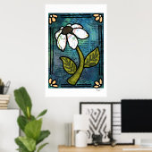 White Daisy on Blue Background - Collage Poster (Heimbüro)