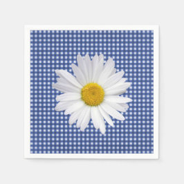White Daisy on Gingham Serviette
