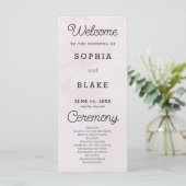 White Daisy Pale Pink Wedding Programm (Stehend Vorderseite)