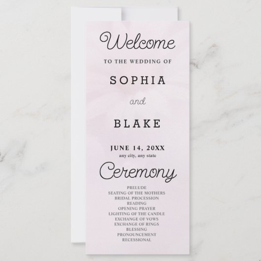 White Daisy Pale Pink Wedding Programm (Vorderseite)