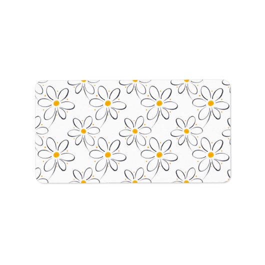 White Daisy Pattern Adressaufkleber (Vorne)