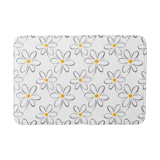 White Daisy Pattern Badematte (Vorderseite)