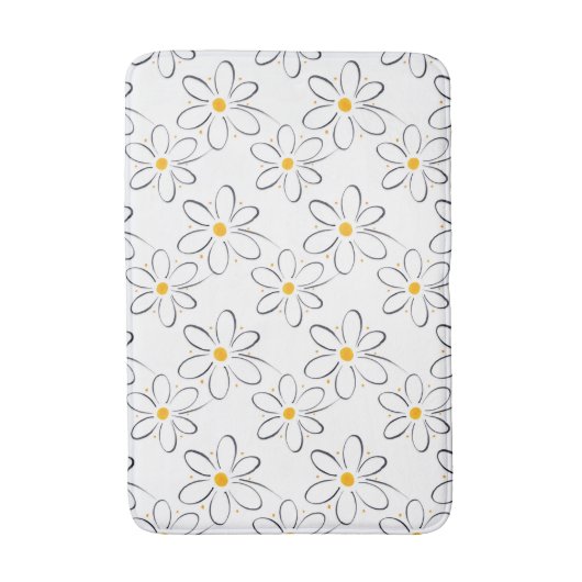 White Daisy Pattern Badematte (Vorderseite Vertikal)
