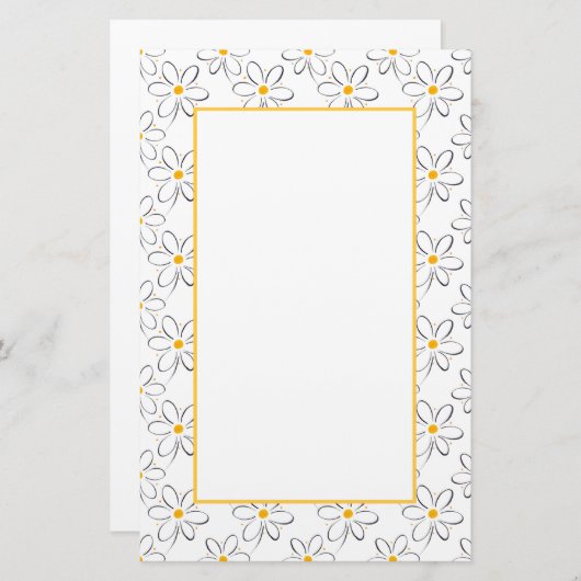 White Daisy Pattern Briefpapier (Vorne/Hinten)