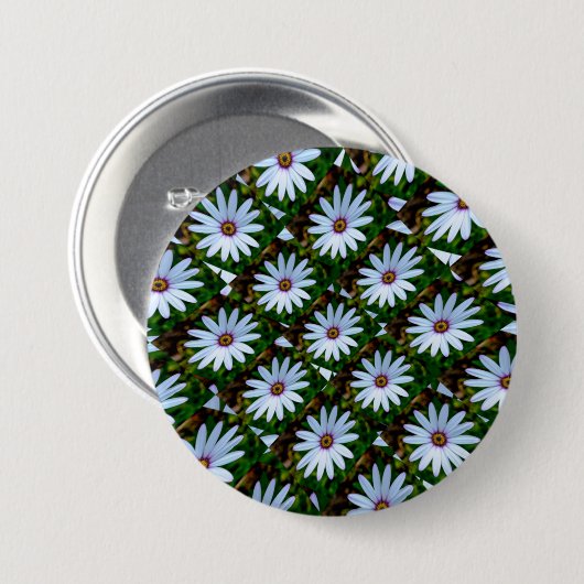 White Daisy Pattern Button (Vorne & Hinten)