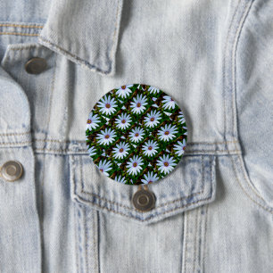 White Daisy Pattern Button