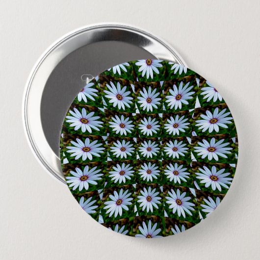 White Daisy Pattern Button (Vorne & Hinten)
