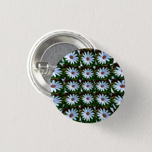 White Daisy Pattern Button (Vorne & Hinten)